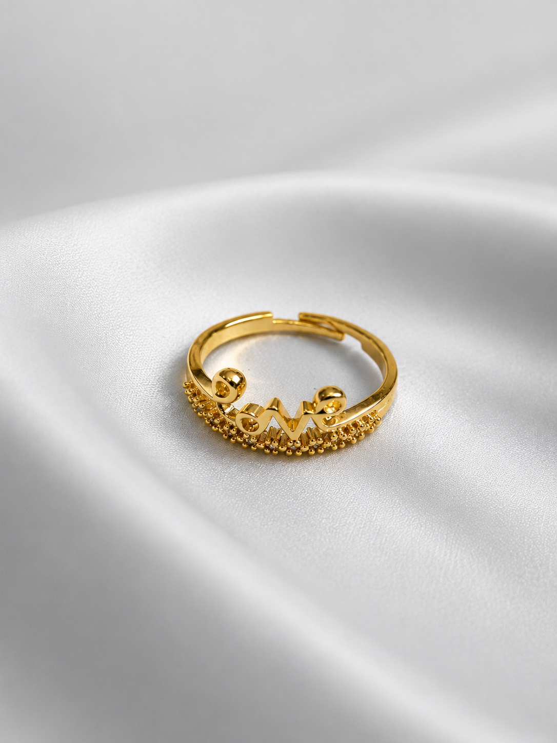 Aura Glow Gold Plated LOVE Adjustable Ring for Women