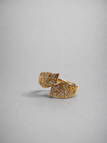 Aura Glow Leaf Design Crystal Gold Plated Adjustable Ring for Women