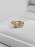 Aura Glow Infinity Bow Crystal Gold Plated Ring for Women